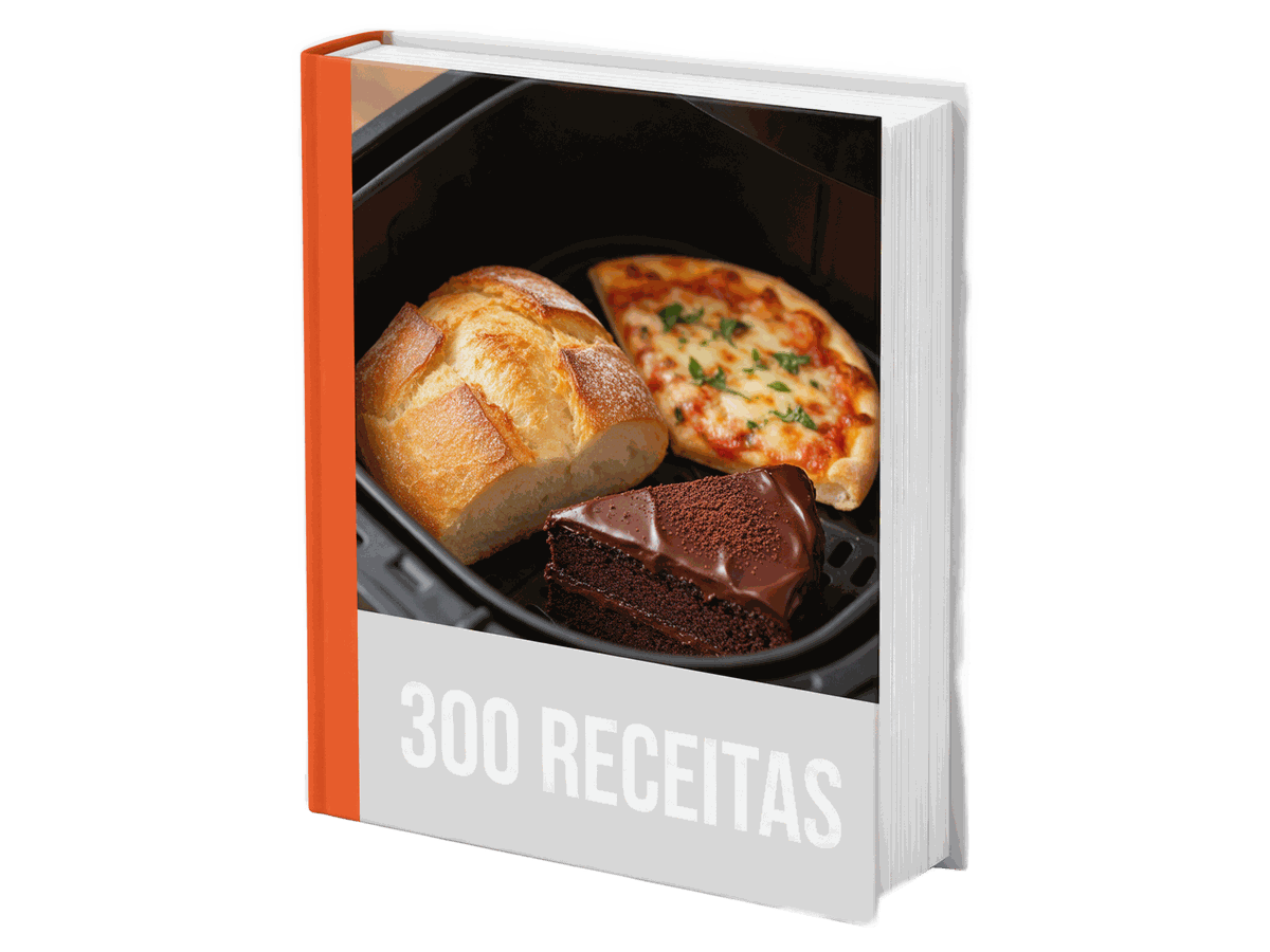 Mockup do receituário 300 Receitas Low Carb na Air Fryer
