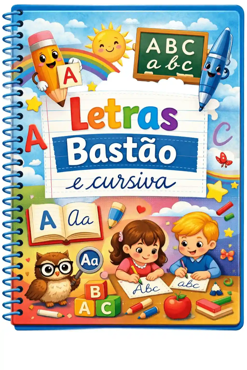 Caderno Letras Bastão e cursiva